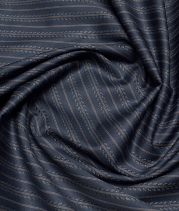 Tessitura Monti  Giza Cotton Striped Shirting Fabric (Dark Blue)