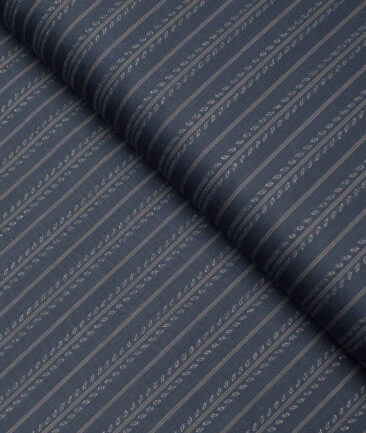 Tessitura Monti  Giza Cotton Striped Shirting Fabric (Dark Blue)