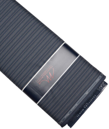 Tessitura Monti  Giza Cotton Striped Shirting Fabric (Dark Blue)
