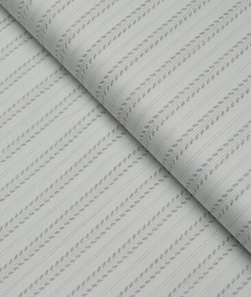Tessitura Monti  Giza Cotton Striped Shirting Fabric (Light Olive Gren)
