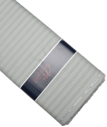 Tessitura Monti  Giza Cotton Striped Shirting Fabric (Light Olive Gren)