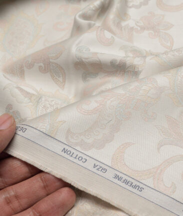 Tessitura Monti  Giza Cotton Self Design Shirting Fabric (Beige)