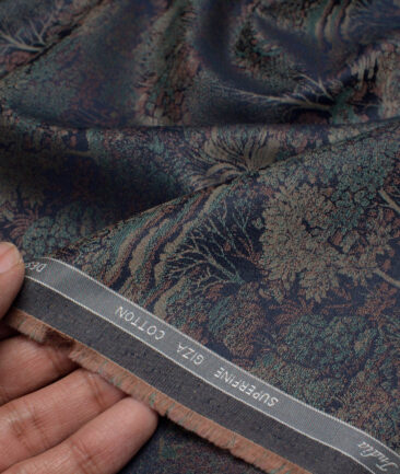 Tessitura Monti  Giza Cotton Self Design Shirting Fabric (Dark Blue)