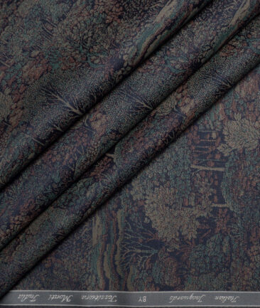 Tessitura Monti  Giza Cotton Self Design Shirting Fabric (Dark Blue)