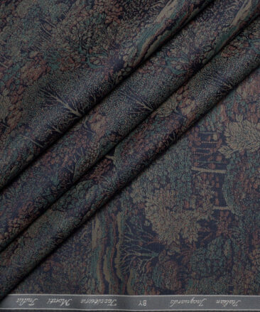 Tessitura Monti  Giza Cotton Self Design Shirting Fabric (Dark Blue)