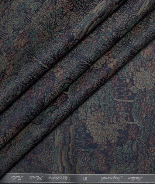 Tessitura Monti  Giza Cotton Self Design Shirting Fabric (Dark Blue)