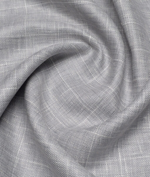 Siyaram's 40 LEA Checks 100% Linen Suiting Fabric (Light Grey)