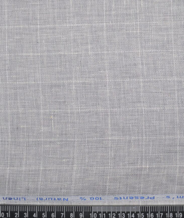 Siyaram's 40 LEA Checks 100% Linen Suiting Fabric (Light Grey)