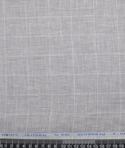 Siyaram's 40 LEA Checks 100% Linen Suiting Fabric (Light Grey)
