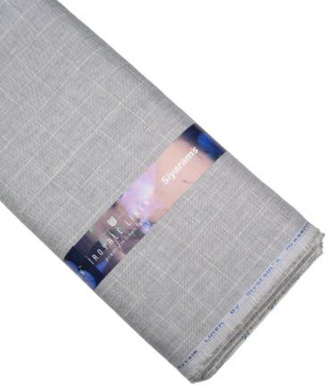 Siyaram's 40 LEA Checks 100% Linen Suiting Fabric (Light Grey)