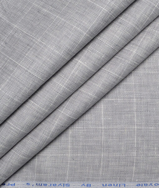 Siyaram's 40 LEA Checks 100% Linen Suiting Fabric (Light Grey) Siyaram's 40 LEA Checks 100% Linen Suiting Fabric (Light Grey)