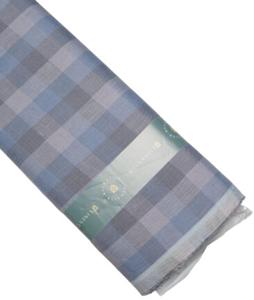 Linen Club 60 LEA European Linen Checks Shirting Fabric (Blue & Grey)