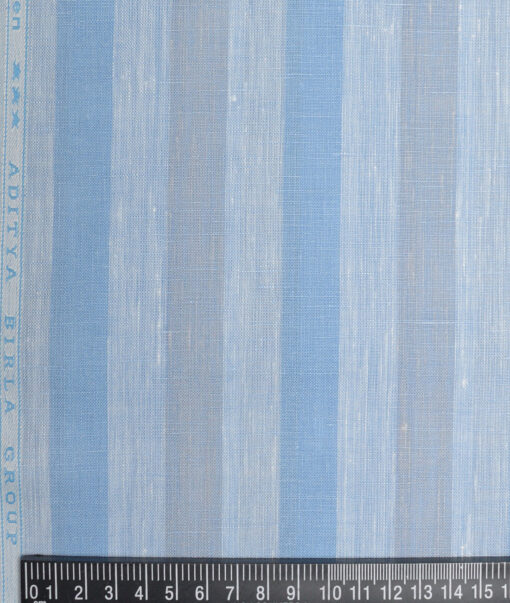 Linen Club 60 LEA European Linen Striped Shirting Fabric (Blue)