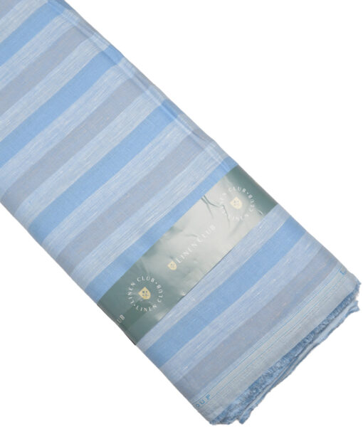 Linen Club 60 LEA European Linen Striped Shirting Fabric (Blue)
