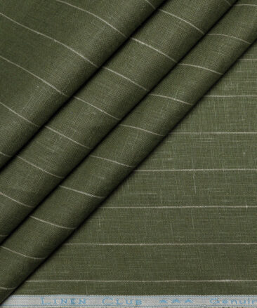 Linen Club 60 LEA European Linen Striped Shirting Fabric (Dark Green)