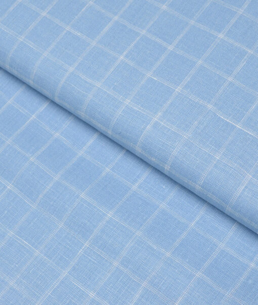 Linen Club 60 LEA European Linen Checks Shirting Fabric (Denim Blue)