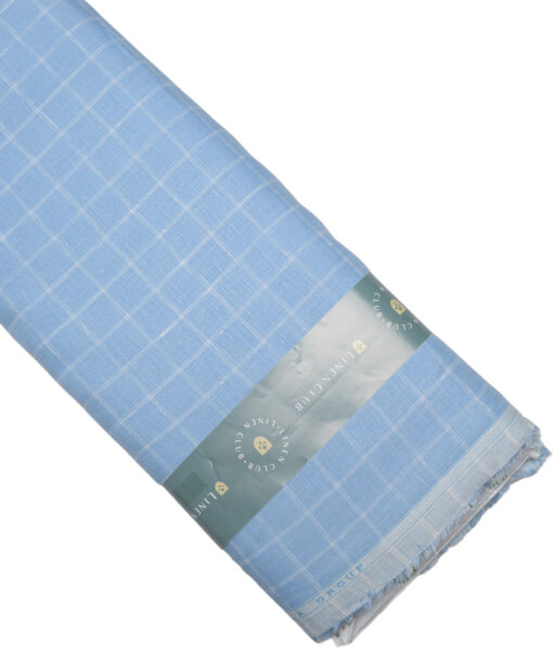 Linen Club 60 LEA European Linen Checks Shirting Fabric (Denim Blue)