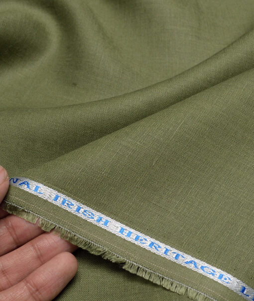 Burgoyne 60 LEA Irish Linen Solids Shirting Fabric (Olive Green)