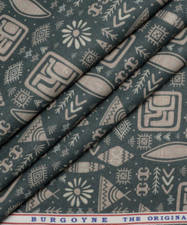 Burgoyne  Irish Linen Printed Shirting Fabric (Green)