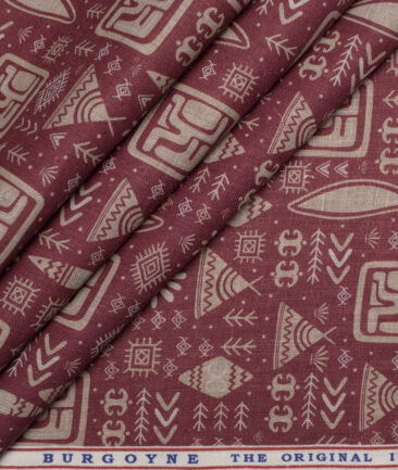 Burgoyne  Irish Linen Printed Shirting Fabric (Maroon)