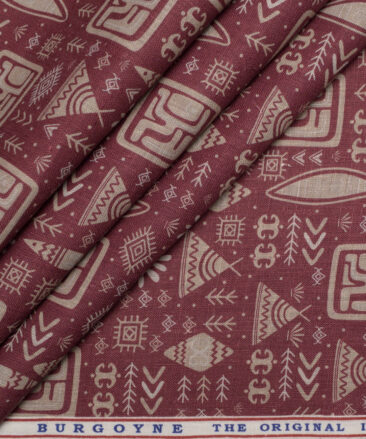 Burgoyne  Irish Linen Printed Shirting Fabric (Maroon)