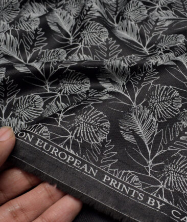 Cadini Italy  Premium Cotton Printed Shirting Fabric (Black & White)