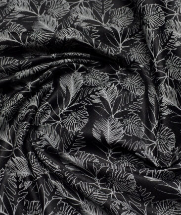 Cadini Italy  Premium Cotton Printed Shirting Fabric (Black & White)