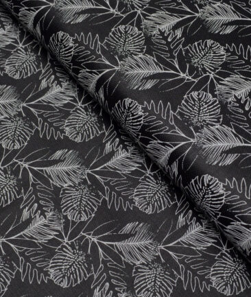 Cadini Italy  Premium Cotton Printed Shirting Fabric (Black & White)