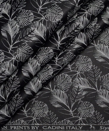 Cadini Italy  Premium Cotton Printed Shirting Fabric (Black & White)