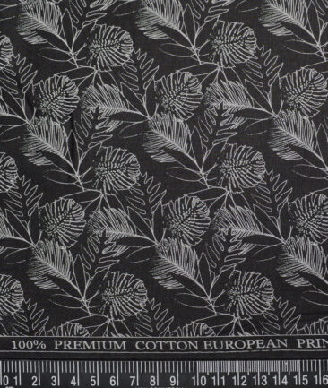 Cadini Italy  Premium Cotton Printed Shirting Fabric (Black & White)