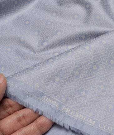 Cadini Italy  Premium Cotton Printed Shirting Fabric (Slate Blue)