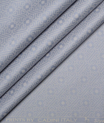 Cadini Italy  Premium Cotton Printed Shirting Fabric (Slate Blue)