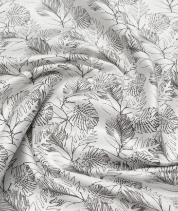 Cadini Italy  Premium Cotton Printed Shirting Fabric (White & Black)