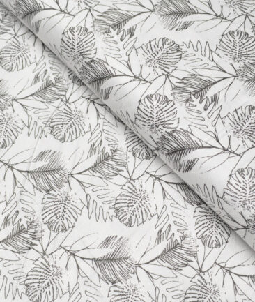 Cadini Italy  Premium Cotton Printed Shirting Fabric (White & Black)