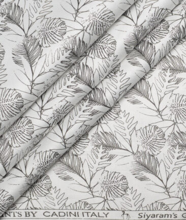 Cadini Italy  Premium Cotton Printed Shirting Fabric (White & Black)