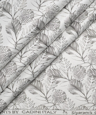 Cadini Italy  Premium Cotton Printed Shirting Fabric (White & Black)