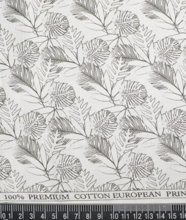 Cadini Italy  Premium Cotton Printed Shirting Fabric (White & Black)