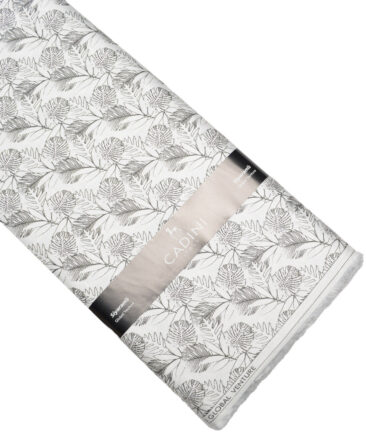 Cadini Italy  Premium Cotton Printed Shirting Fabric (White & Black)