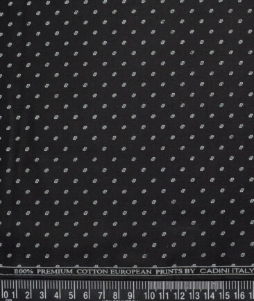 Cadini Italy  Premium Cotton Printed Shirting Fabric (Black)