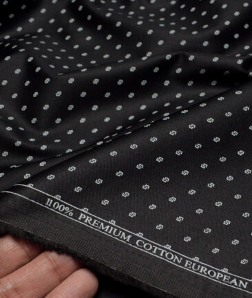 Cadini Italy  Premium Cotton Printed Shirting Fabric (Black)