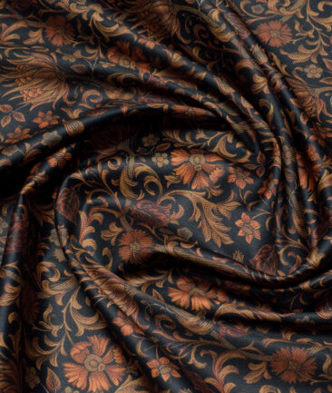 Cadini Italy  Premium Cotton Printed Shirting Fabric (Black & Brown)