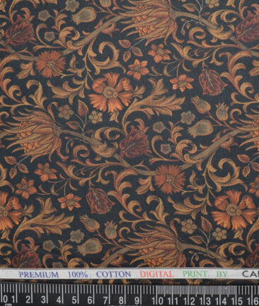 Cadini Italy  Premium Cotton Printed Shirting Fabric (Black & Brown)