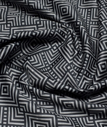Cadini Italy  Premium Cotton Printed Shirting Fabric (Black & Grey)