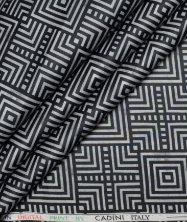 Cadini Italy  Premium Cotton Printed Shirting Fabric (Black & Grey)