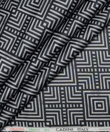 Cadini Italy  Premium Cotton Printed Shirting Fabric (Black & Grey)