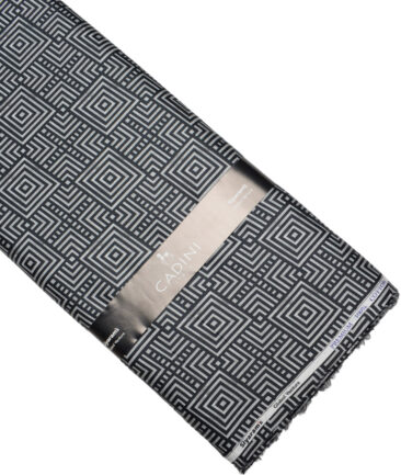 Cadini Italy  Premium Cotton Printed Shirting Fabric (Black & Grey)