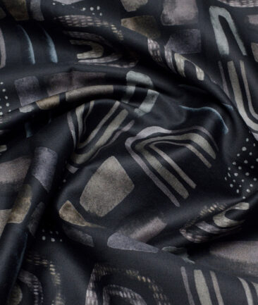 Cadini Italy  Premium Cotton Printed Shirting Fabric (Dark Navy Blue)