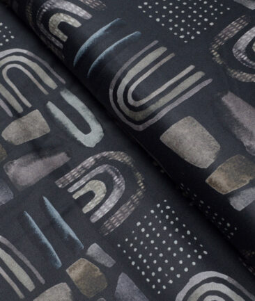 Cadini Italy  Premium Cotton Printed Shirting Fabric (Dark Navy Blue)