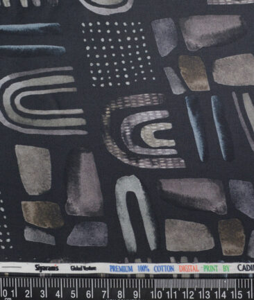 Cadini Italy  Premium Cotton Printed Shirting Fabric (Dark Navy Blue)