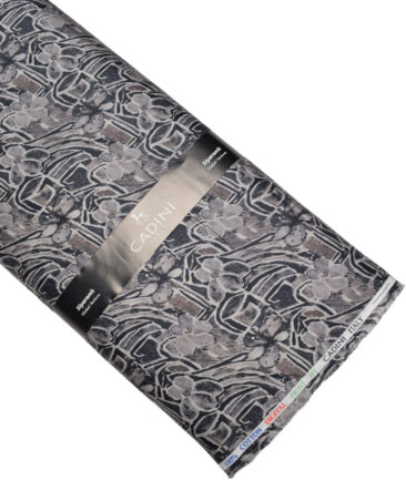 Cadini Italy  Premium Cotton Printed Shirting Fabric (Grey)